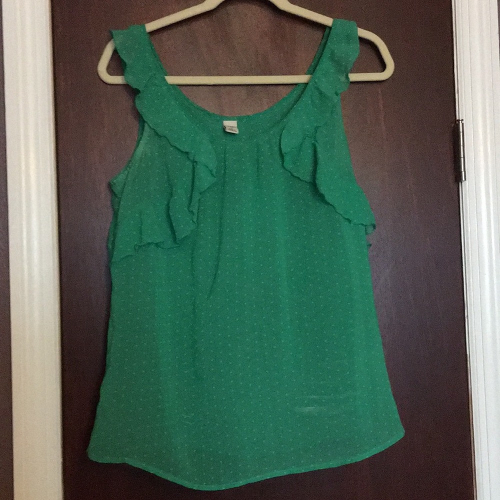 Sheer green polka dot flowy tank
